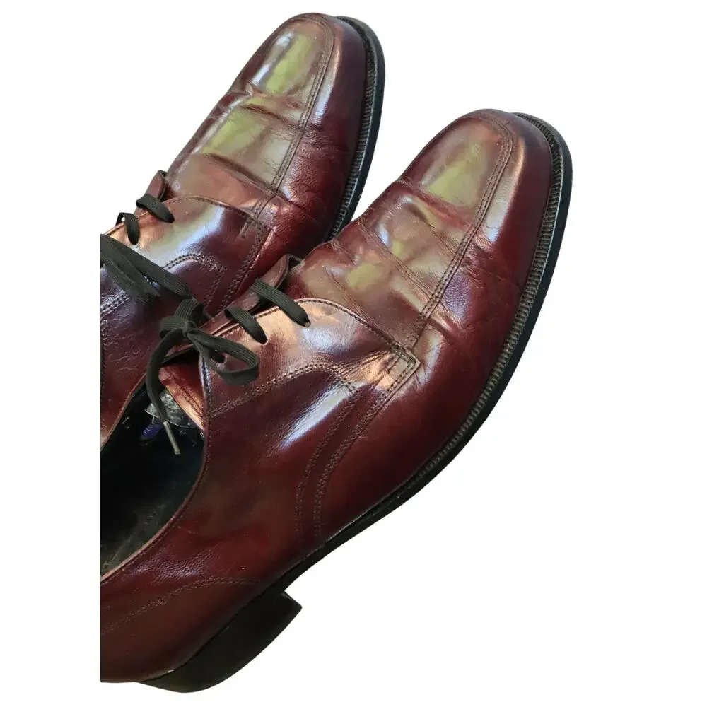 Florsheim Kidskin Maroon Burgundy Leather Derby Oxford Dress Shoe Men 11E Wide